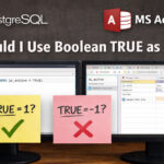 PostgreSQL MS Access Should I Use Boolean TRUE as -1